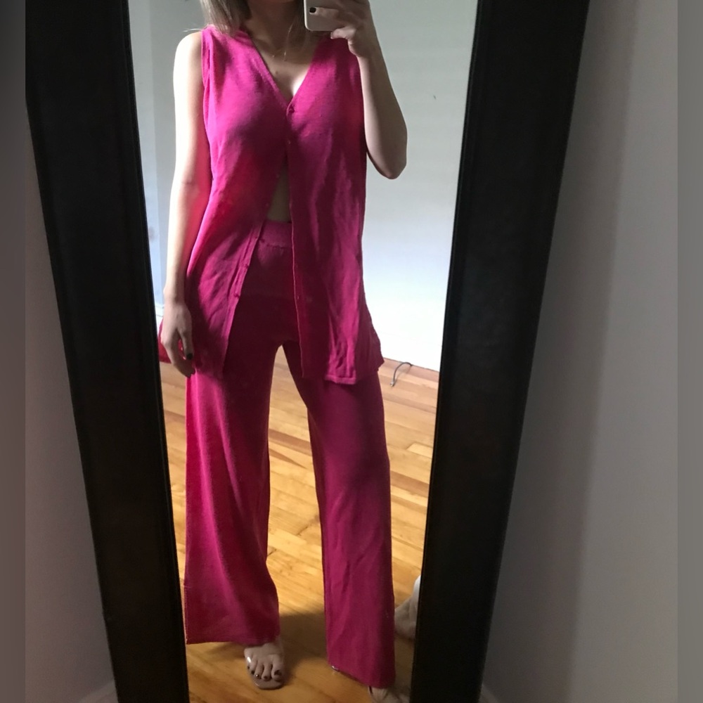 ZARA pink knit vest and pant set